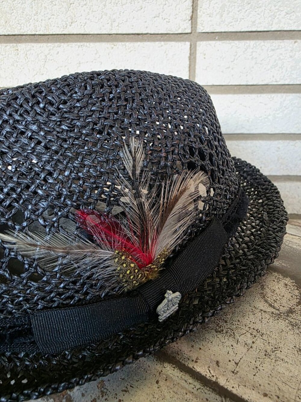 Christys’ Crown Collection Black Woven Fedora Feather Accent S/M Tony Merenda - Picture 6 of 6